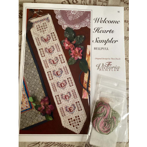 Welcome Hearts Sampler Bellpull Chart and Accessory Pack - The Victoria Sampler 14.99